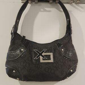 XOXO Black Shoulder Bag with Silver Accents